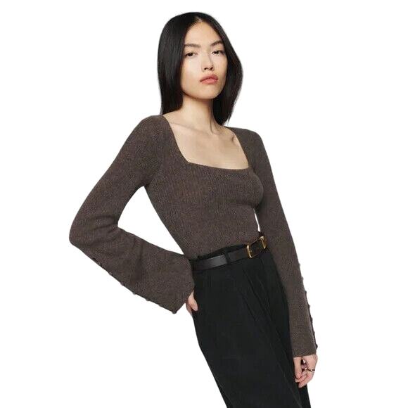 Reformation Emanuele Cashmere Novelty Button Sweater - S - Picture 2 of 5